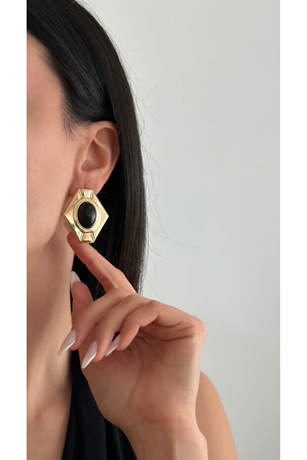 Steel vip black enamel vintage pinterest earrings