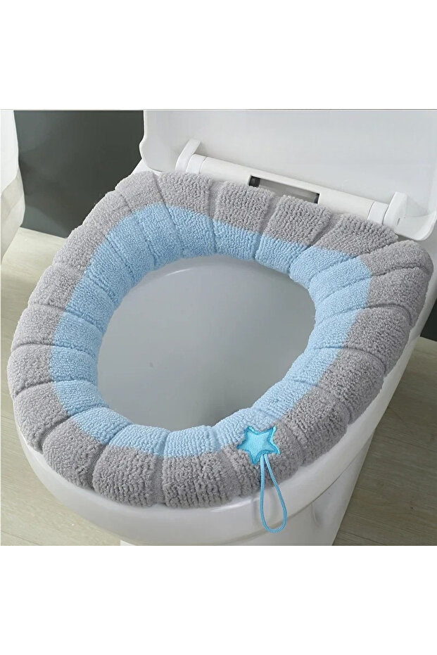 C03-Blue Winter toilet seat cushions bathroom toilet seat cushions handle thicker soft washers with