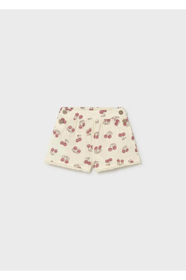 Baby Girl Muslin Shorts Cream