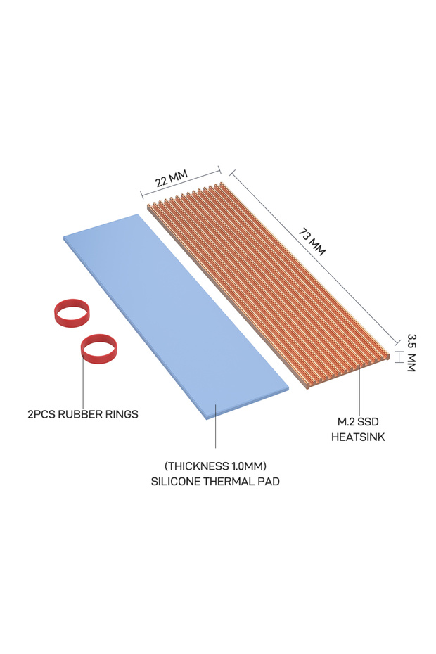 JEYI Aluminum YL JEYI Copper M.2 HeatSink, 3pcs 2280 SSD Copper Cooler Solid State Disk Radiator wit