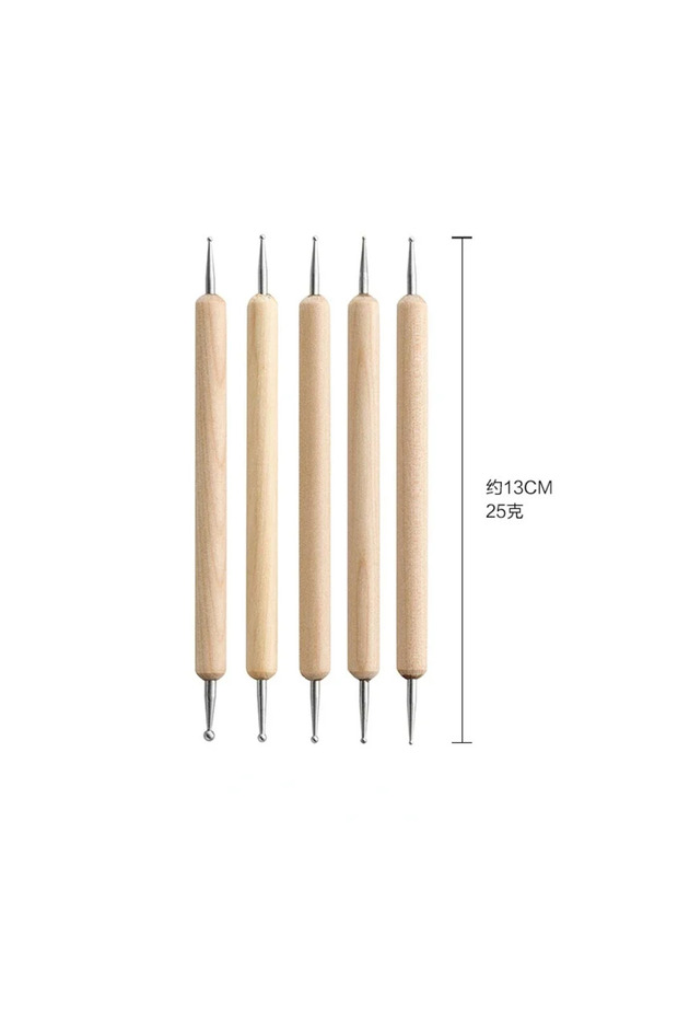 G-5Pcs Pottery Dots Sculpture Tool Stainless Steel Polymer Clay Shape Pen Metal Ball Clay Carving DI