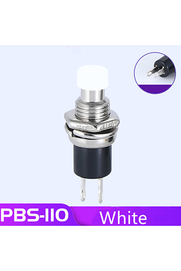 White 6PCS 6PCS PBS-110 7MM Momentary Push Button Switch Press The Reset Switch Momentary ON OFF Pus