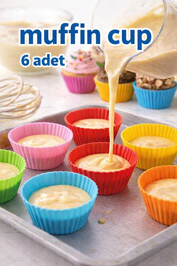 قالب كيك وحلويات صغير من السيليكون مكون من 6 قطع - مجموعة أكواب صغيرة متعددة الأغراض