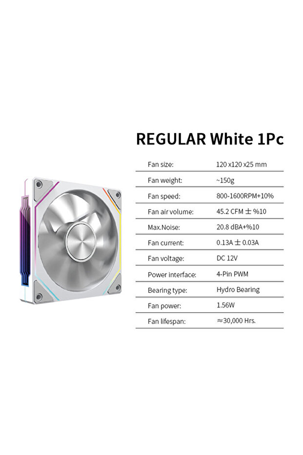 مروحة هيكل الكمبيوتر A-RGB بيضاء عادية LDPCSJ OEM PRISM 5 PRO مقاس 12 سم ARGB 4 دبابيس PWM هادئة وباردة
