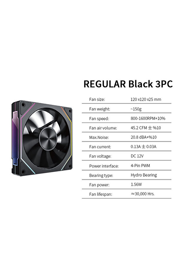 مروحة هيكل الكمبيوتر A-RGB أخرى BK Forward 3PCS LDPCSJ OEM PRISM 5 PRO مقاس 12 سم ARGB 4 Pin PWM هادئة