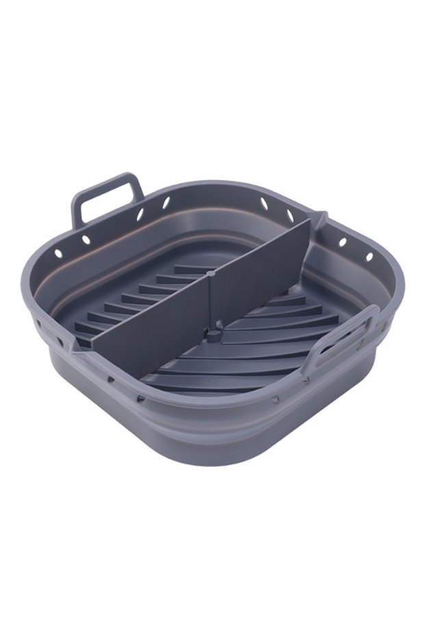 gray Square Silicone Air Fryer Liners Reusable Silicone Basket Easy to Clean Air Fryers Pot for 5.8