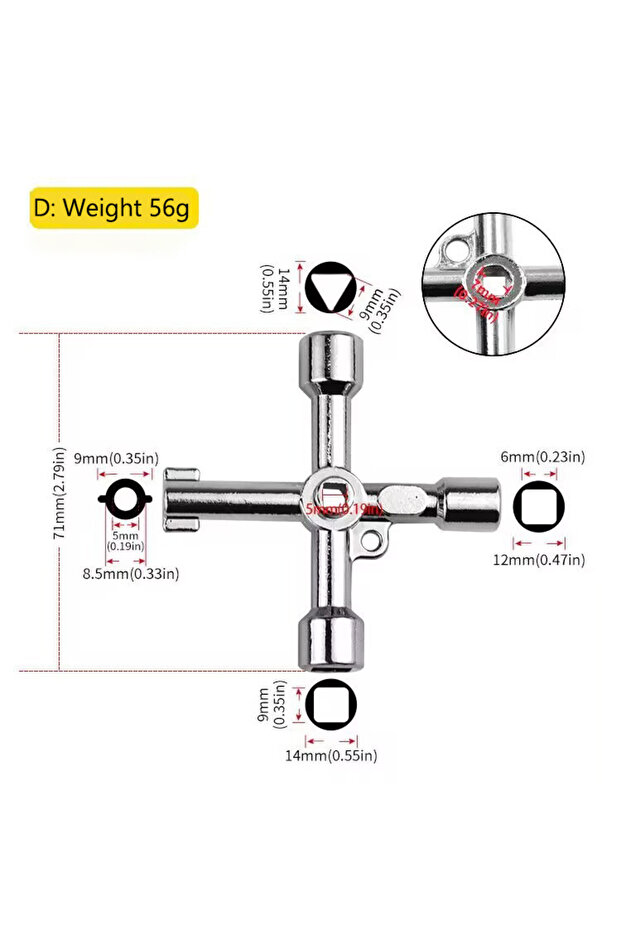 مفتاح ربط متعدد الوظائف للمصعد، مفتاح ربط مثلث متعدد الأغراض لصمام عداد مياه المصعد. - 1
