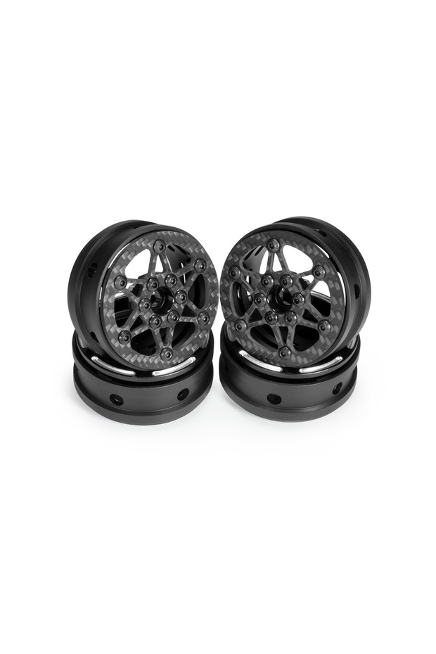 4PCS A 4Pcs 1.9 Inch Carbon Fiber Wheels Rim for 1/10 RC Car Crawler Capra SCX10 RR10 TF2 Element En