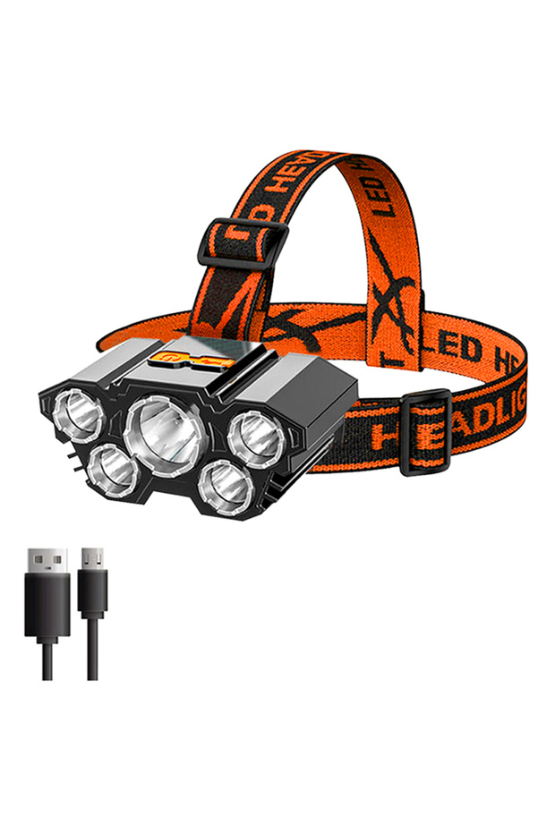 Heinast 5LED Style B LED USB Rechargeable Headlamp High Lumen Bright Head Lamp With 5/8 LED Headligh