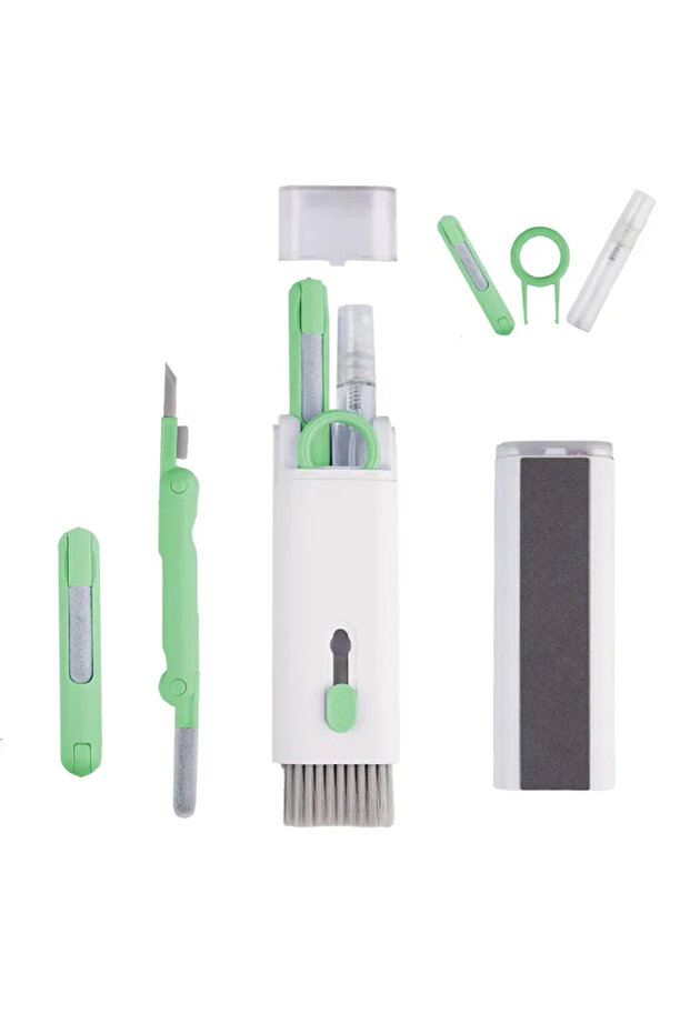 green 7 in 1 Computer Keyboard Cleaner Brush Kit Earphone Cleaning Pen For Headset Keyboard Cleaning