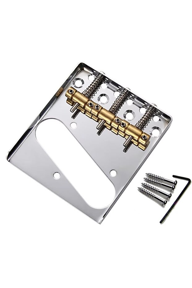 Silver-Gold Pro Telecaster TL Bridge Upgrade | 6-Point Brass Saddles + Ashtray Design | CNC Aluminum