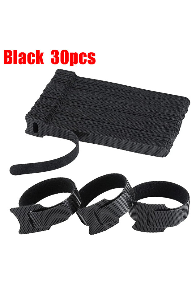 C234-Black 30pcs 100pcs Releasable Cable Organizer Ties Mouse Earphones Wire Management Nylon Cable