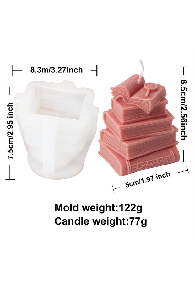 Book Mould 2 3D Book Silicone Candle Mould DIY Literary Style Plaster Epoxy Resin Casting Mould Boo