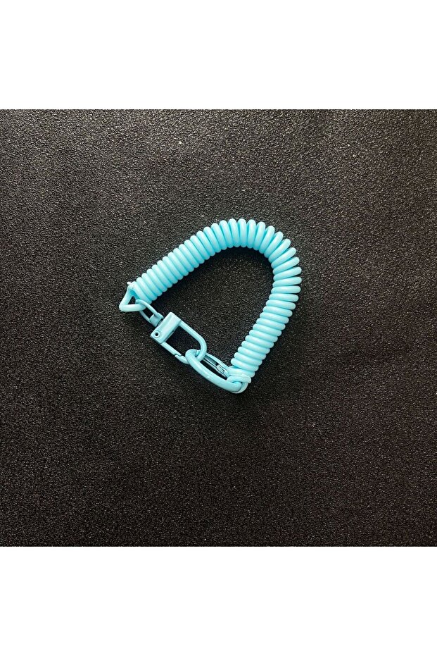 1Pc Light Blue Colorful Lobster Clasp ID Card Holder Lanyard Keyring Anti-lost Wristlet Spring Rope
