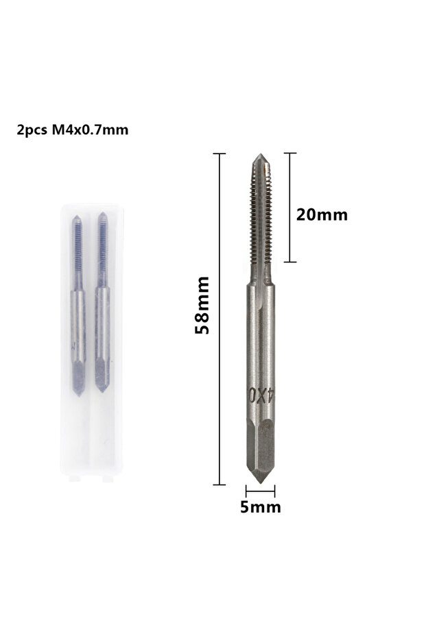 قطعتان M4x0.7 CMCP، قطعتان M2، M3، M4، M5، M6، M7، M8، M10، M12، M14، M16 HSS، مجموعة لقم حفر لولبية بخيوط مترية
