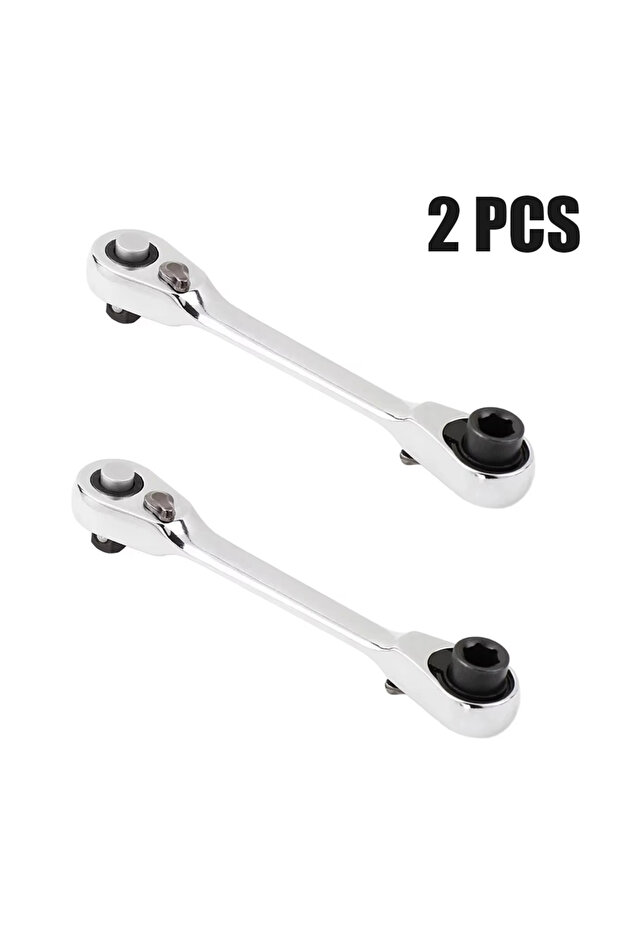 2 Pcs Rafford Mini Treble 1/4 Ratchet Wrench Double Ended Quick Socket Ratchet Wrench Screwdriver He