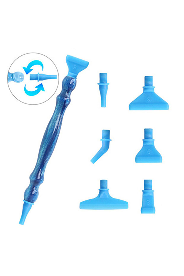 Blue-Plastic head 5D Diamond Painting Tool Crystal Point Drills Pen With Purple Metal Point Drill He