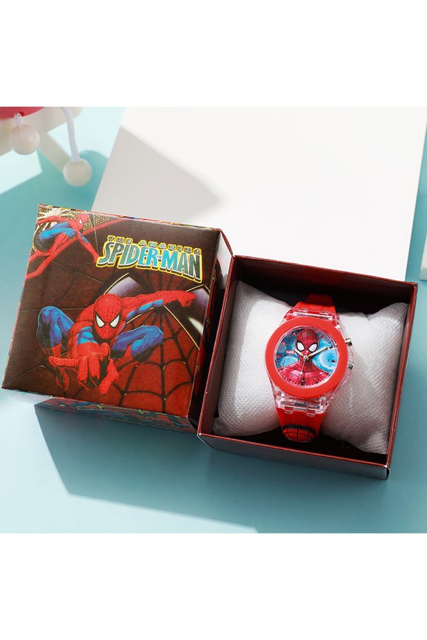 ZZX liti box Cartoon Mickey Flash Light Girls Watches with Box Silicone Strap Spiderman Children Wat