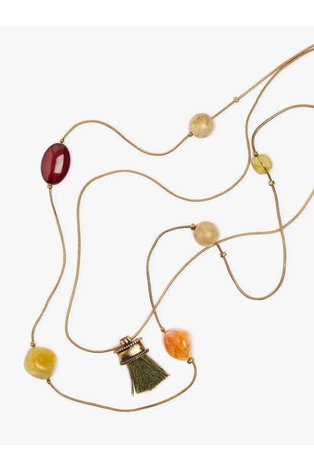 Boncuklu Uzun Çift Kolye - 1