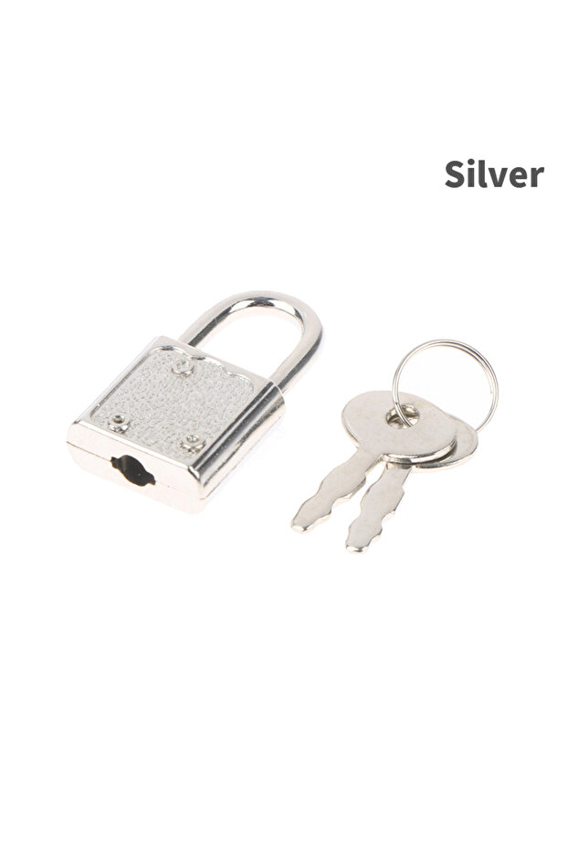 Silver 1Set 6Colors Rectangle Padlocks Mini Luggage Hardware Locks With Key Lock For Travel Wedding