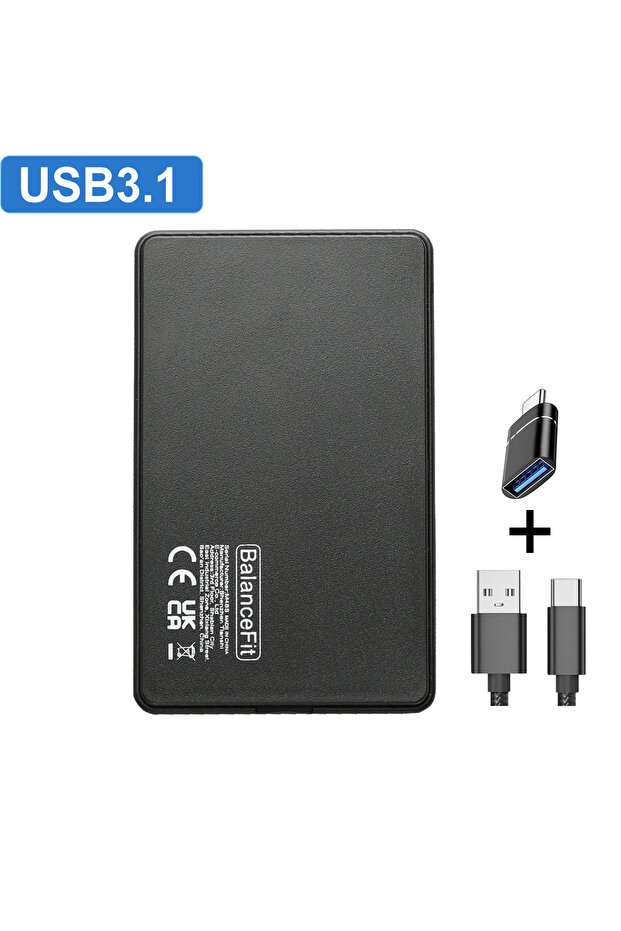 علبة قرص SSD سوداء مقاس 3.1 بوصة، مزودة بمنفذ SATA إلى USB 3.0/3.1، مناسبة لأقراص SSD وHDD، تدعم USB-C 3.1 Gen