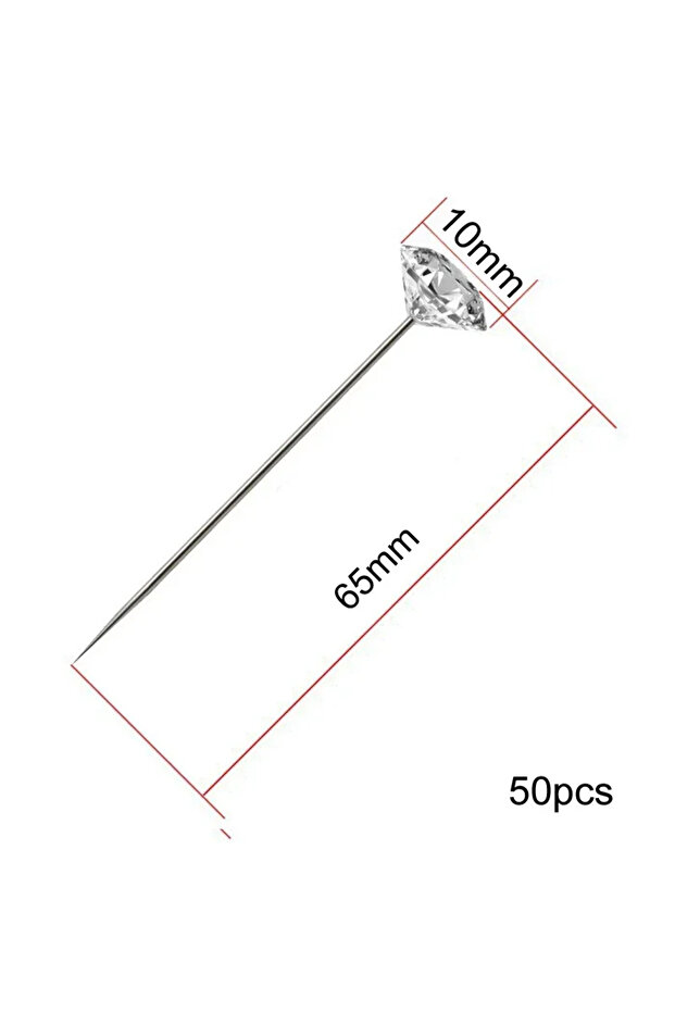 65x10mm-50pcs 1Box 50Pcs Alloy Pins Transparent Diamond Pin DIY Wedding Bouquet Pins Stitching Needl