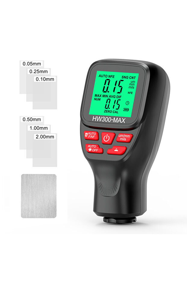 HW300MAXBlack Car Paint Film Tester LCD Display Car Coating Thickness Gauge 0-2000UM Coating Measuri