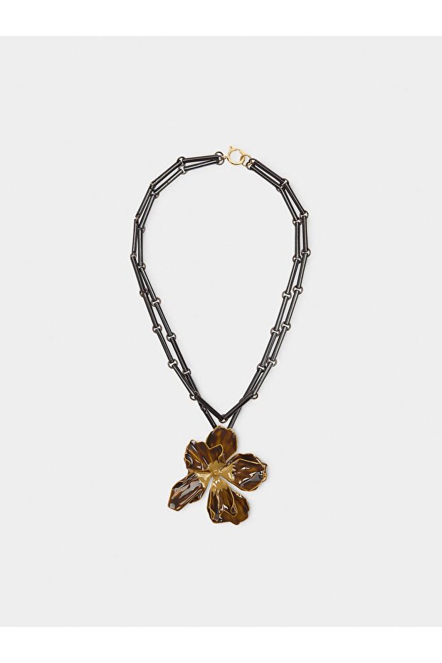 Çiçekli Kısa Çift Kolye - 3