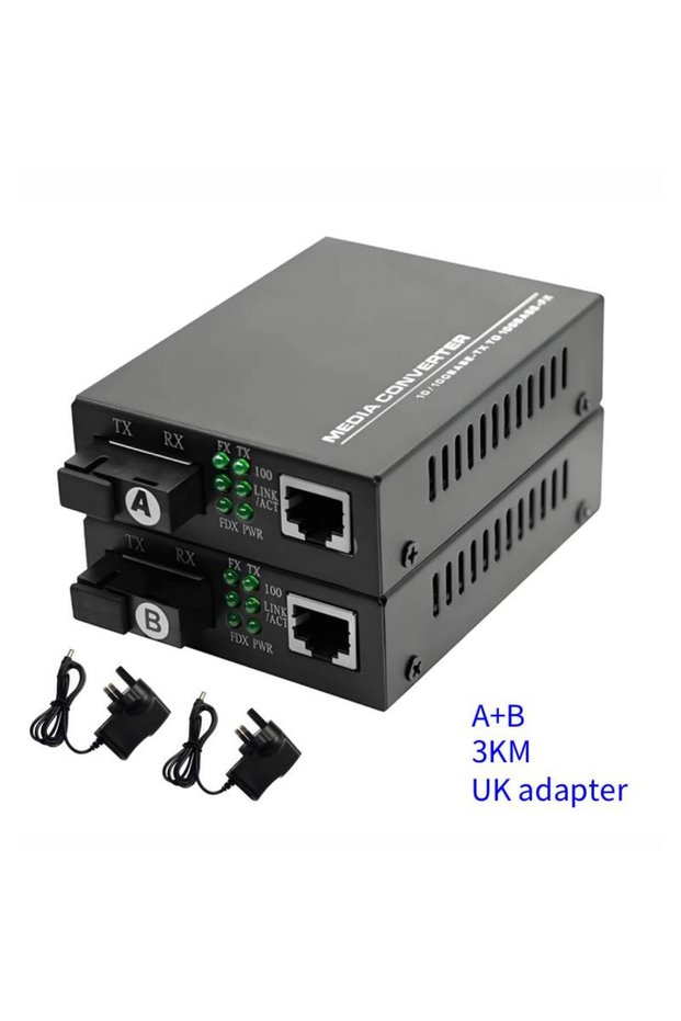3km 1pair UK Gigabit Optical Media Converter 1000Mbps Single Fiber SC Port with External Power Suppl