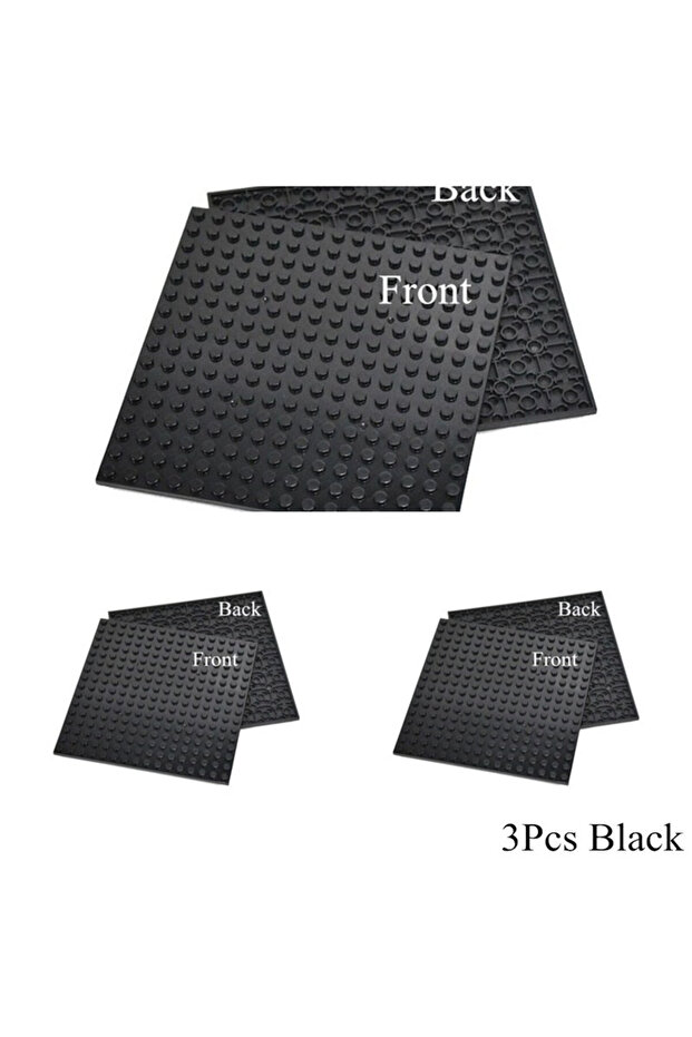 3Pcs Black 3Pcs Plates 16 x 16 Double Sided Baseplate Building Blocks Base Plate MOC City Parts Educ
