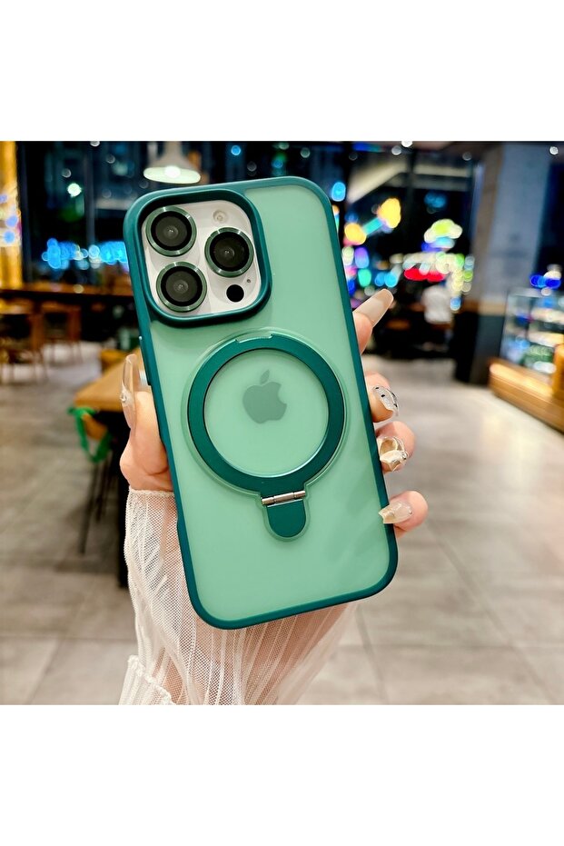 iPhone 12 Pro Max HS-R2-green Matte Color Lens Protection Magnetic Charge Case Stand For Magsafe iPh
