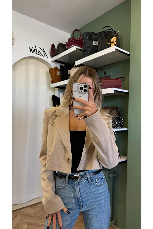 Crop Blazer Ceket - 2