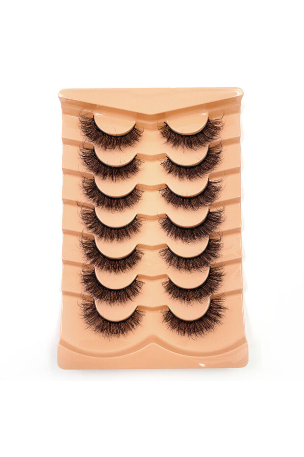 YB-12 New 7 Pairs of Thick, 3D Simulation Mink Fur Fake Eyelashes Short, Dramatic Fake Eyelashes Who
