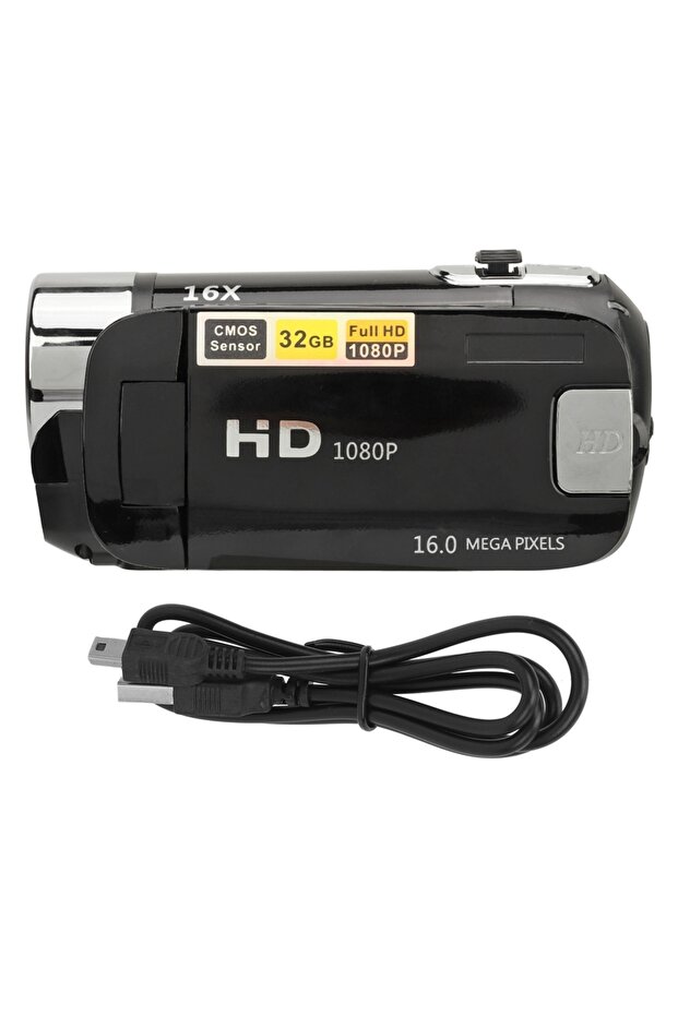 black D90 1080P 16MP Digital Camera 2.4 Inch Rotatable Screen Camcorder 16X Zoom HD Video Recorder w