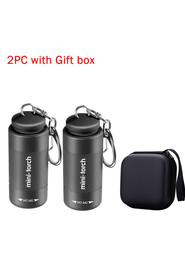 mini light 2PC with gift box USB Rechargeable LED Multifunctional Strong light Pket Keychain Flashli