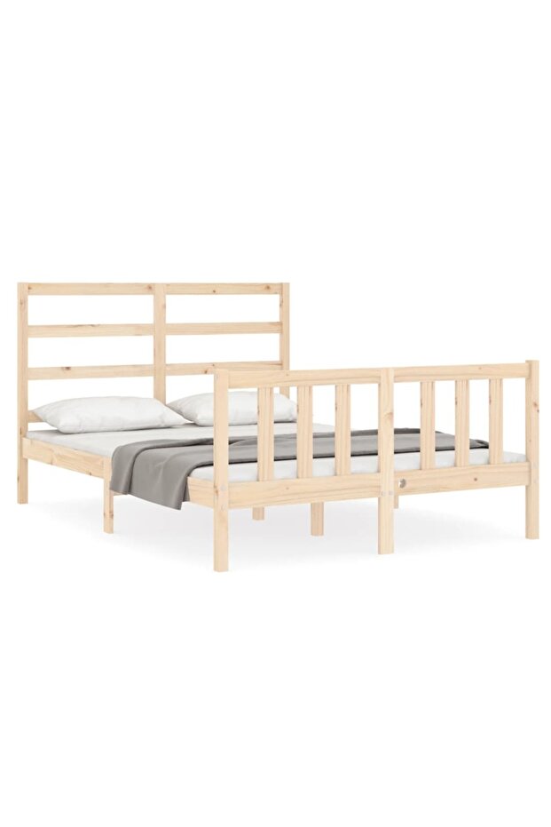 4FT Bed Frame with Headboard, Small Double, Solid Wood - 2