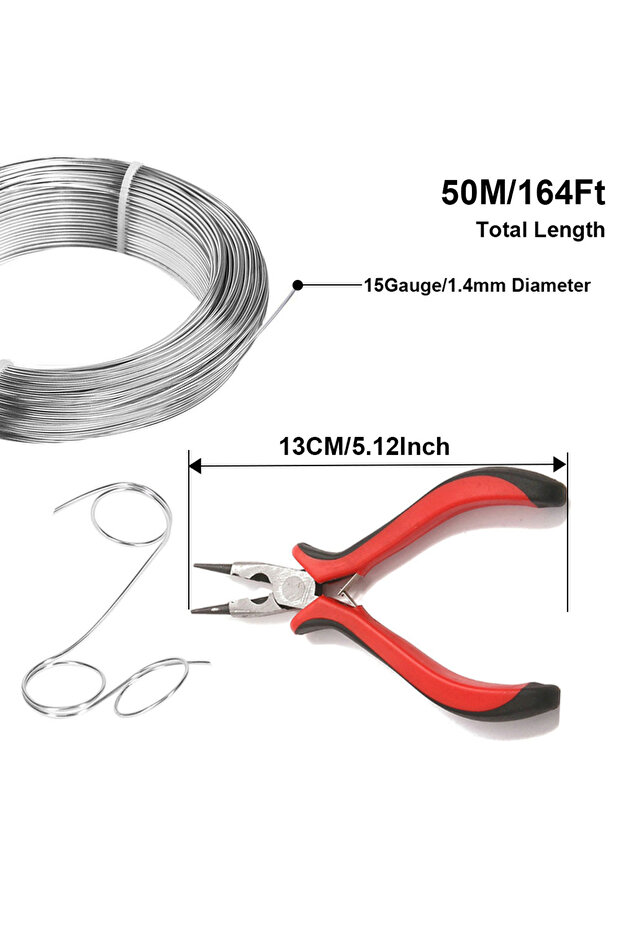 1.4mm Set D 0.8mm-1.4mm Silve Aluminum Wire 50M(164 Feet) Bendable Metal Wire for Crafts,Sculpting,A