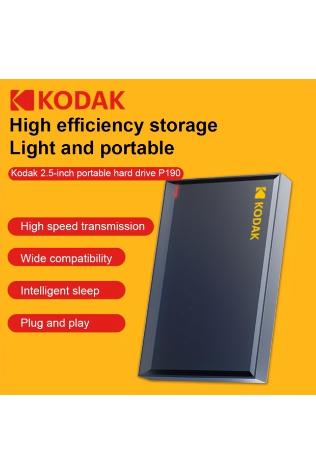 Kodak 1TB P190 Kodak portable external hard drive PHDD, supports USB 3.0, 500GB/1TB/2TB capacity opt