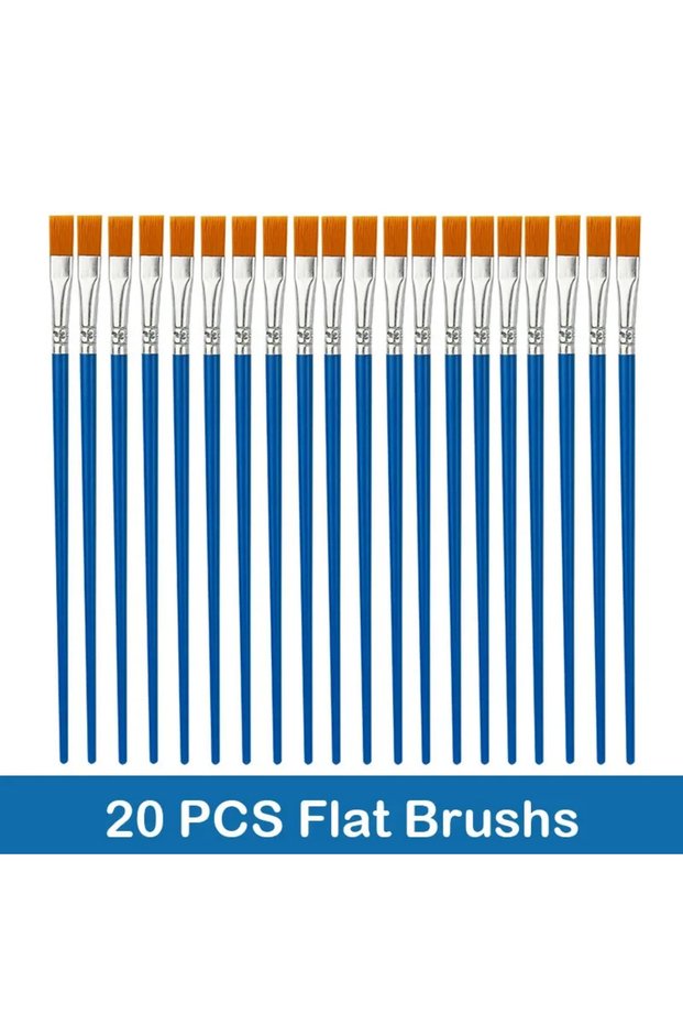 20 PCS Flat Brushs 10/20/50Pcs Painting Brushes Set Art Round Flat Hair Nylon Hair Paint Brush Pen f