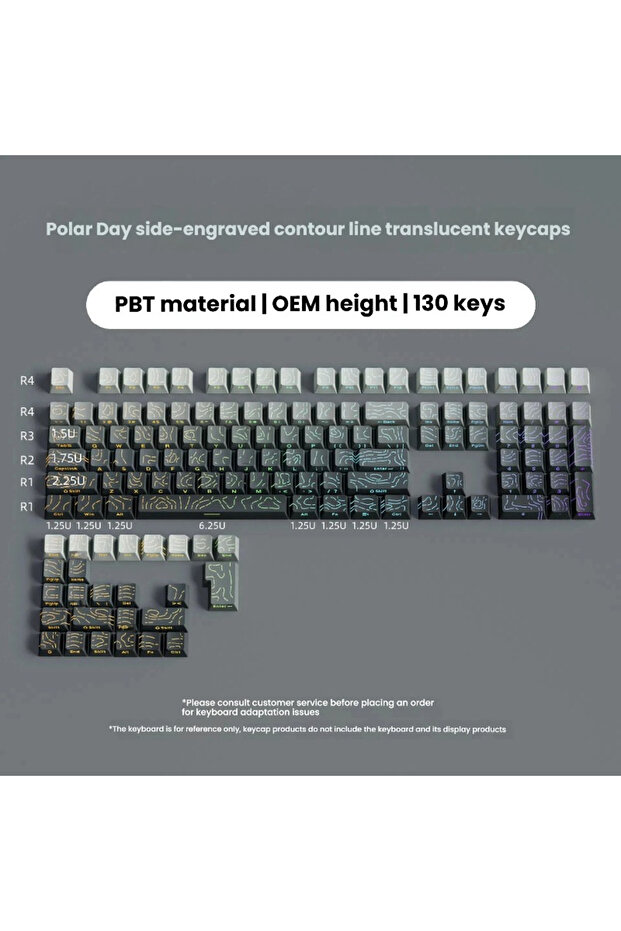 134 Keys Polar Day 2026 New Purple Topographic Side Print Shine Through Keycaps 97/134+ Key Cherry P
