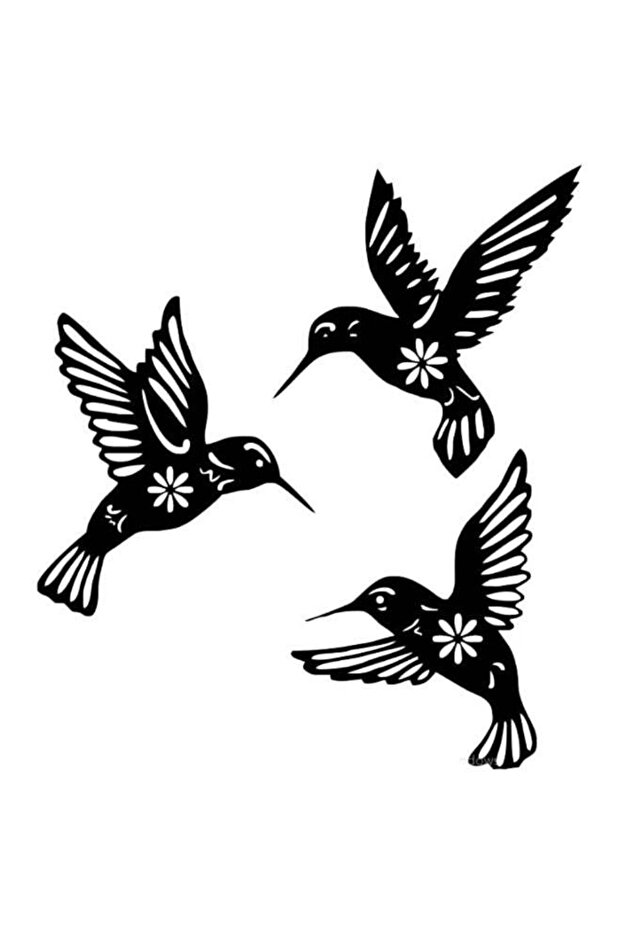 Wooden Wall Art With Self Adhesive Base - Black (3 Flying Woodpeckers)