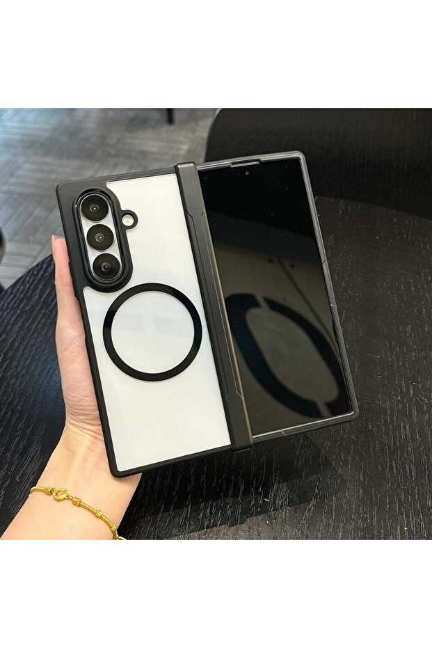 غطاء شفاف لـ Galaxy Z Fold7 متوافق مع Magsafe، غطاء مفصلي شفاف مقاوم للصدمات ومغناطيسي لـ Z Fold 7