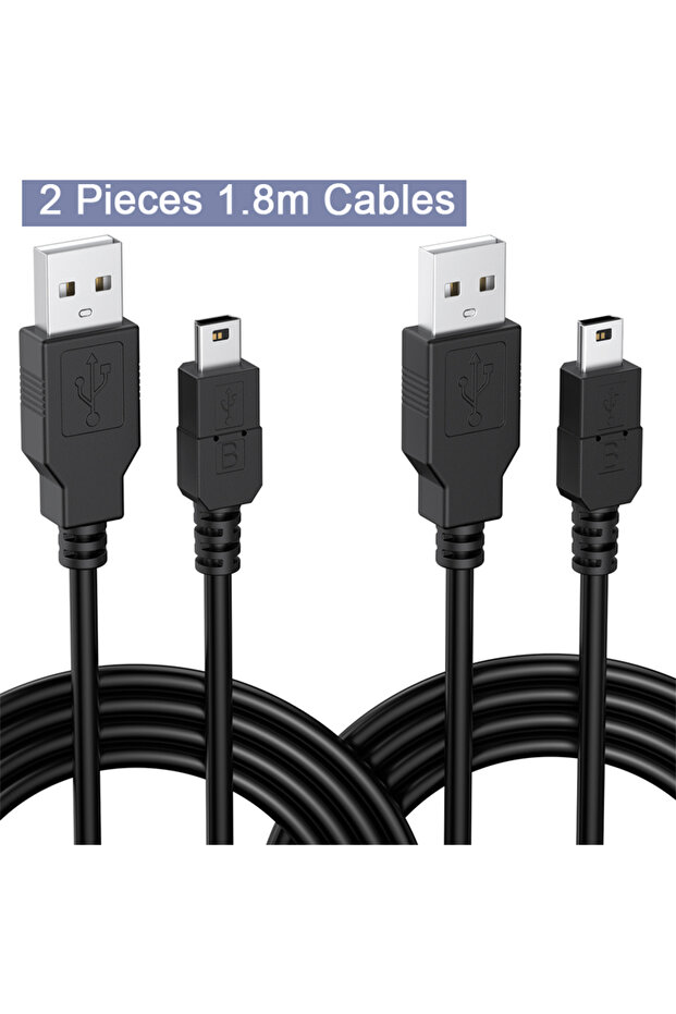 كابلان بطول 1.8 متر، كابل شحن USB بطول 1.8 متر/1 متر، مناسبان لوحدة تحكم PS3/الكاميرا/جهاز تحديد المواقع GPS/GoPro/TI-84