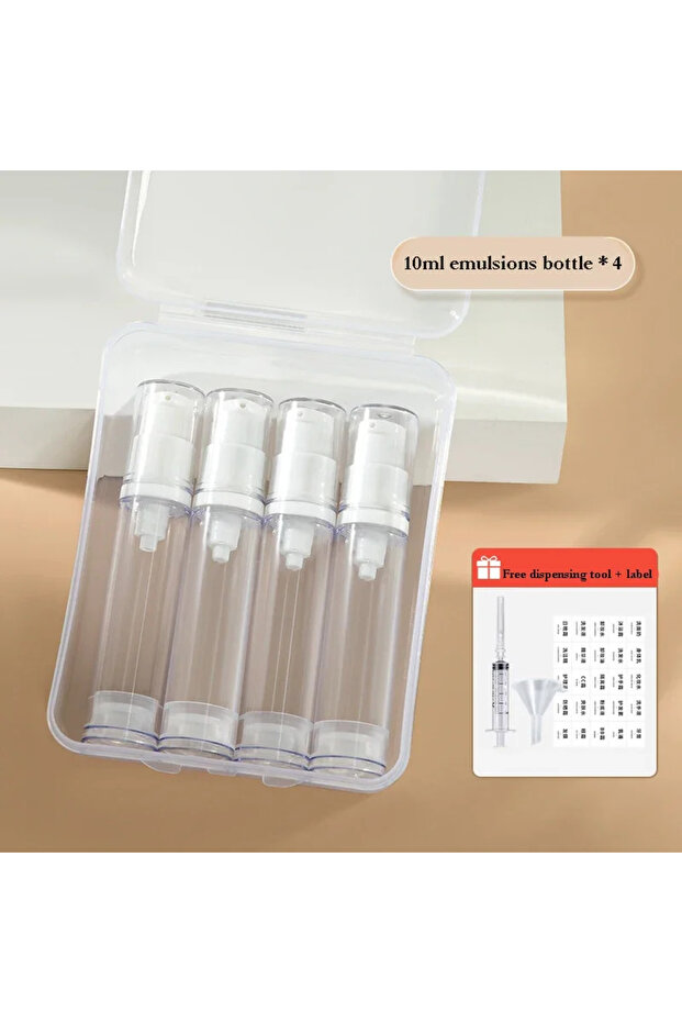 Plastic Transparent 10ml Lotion bottlex4 1 Set 5-15ML Clear Empty Refillable Airless Vacuum Pump Cre