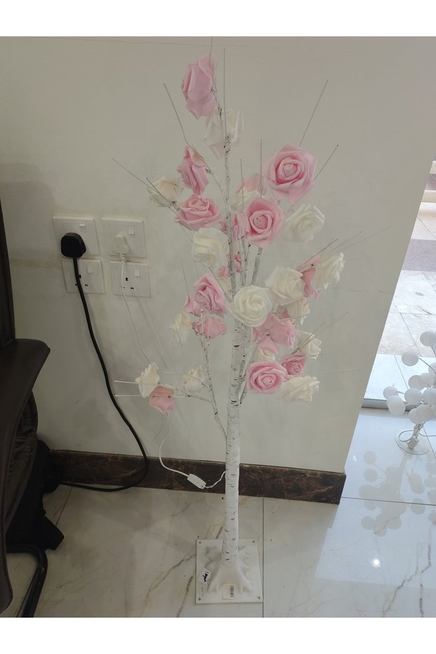 شجرة ١٢٠ سم اصفر ورد جوري مضىء اصفر