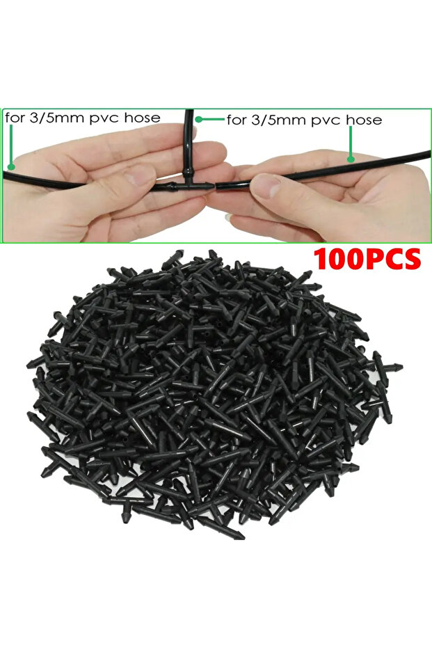 100pcs 3/5 Micro Drip Pipe Connector Plastic Micro Spray Garden Hose Equal Tee Micro Drip Irrigatio