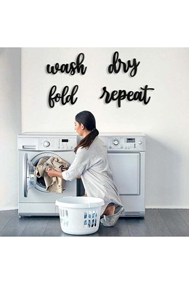 Wooden Wall Art With Self Adhesive Base - Black (Wash, Dry, Fold, Repeat)