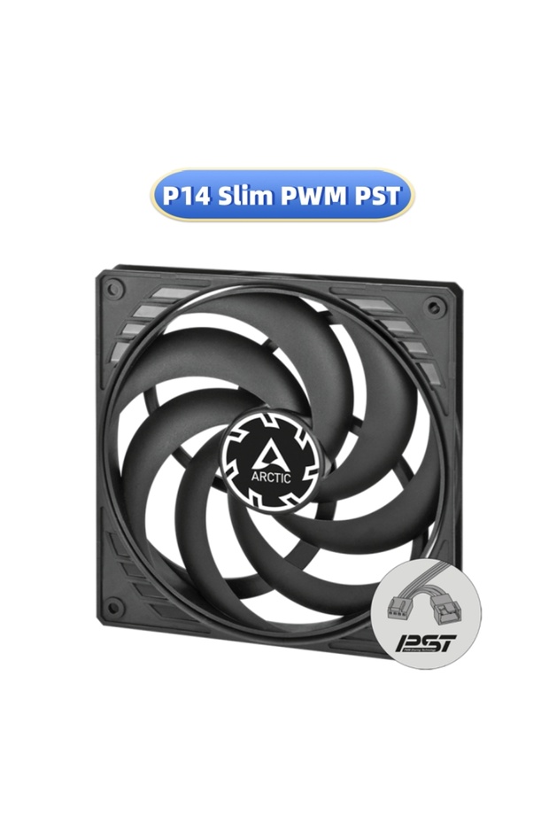 NO RGB black P14 Slim PWM PST ARCTIC P14 Slim PWM PST Black 140mm Case Fan, with PWM Sharing Technol