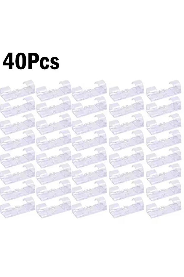 40 مشبكًا لتنظيم الكابلات الشفافة، حامل أسلاك ذاتي اللصق، لتنظيم أسلاك سطح المكتب، مناسب لفأرة الكمبيوتر