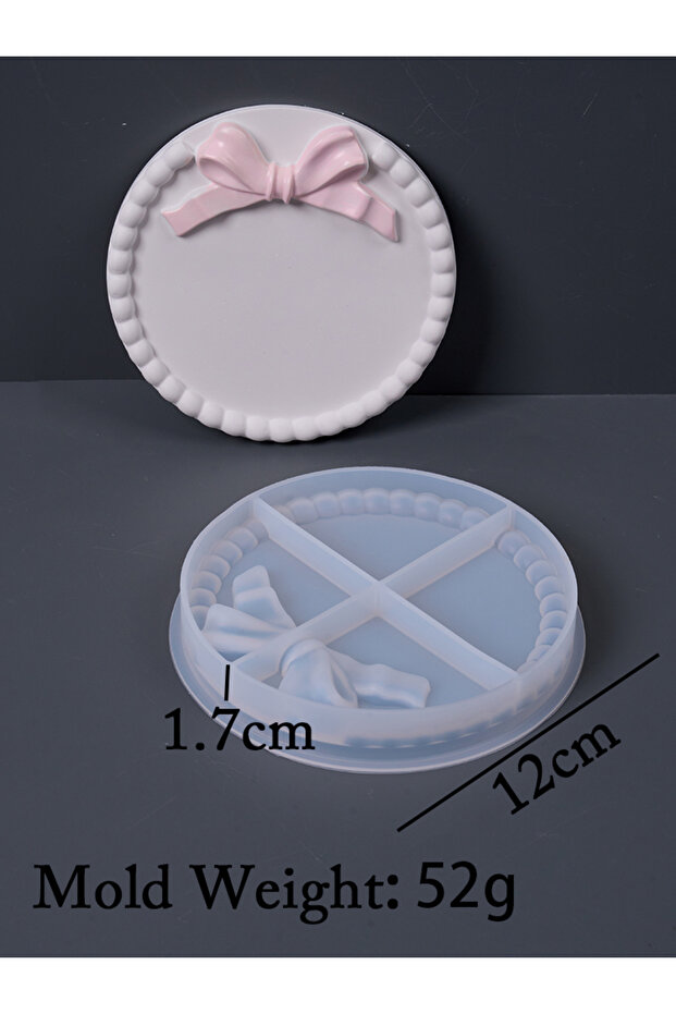 round Bow Bubble Tray Silicone Mold DIY Square Round Polka Dot Coaster Candle Base Epoxy Resin Mold